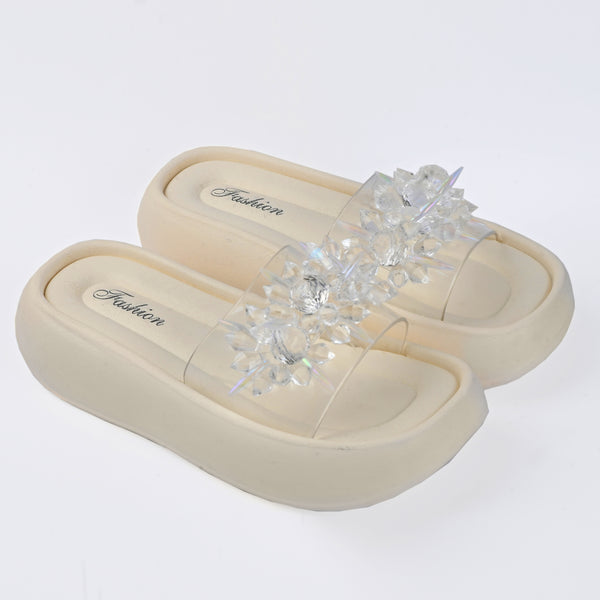 CRYSTAL SAPPHIRE SLIDES - WHITE