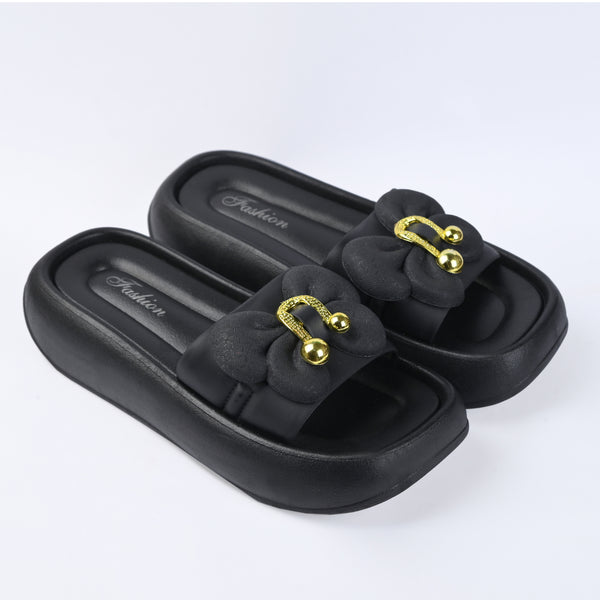 BLUSH BLOOM SLIDES - BLACK